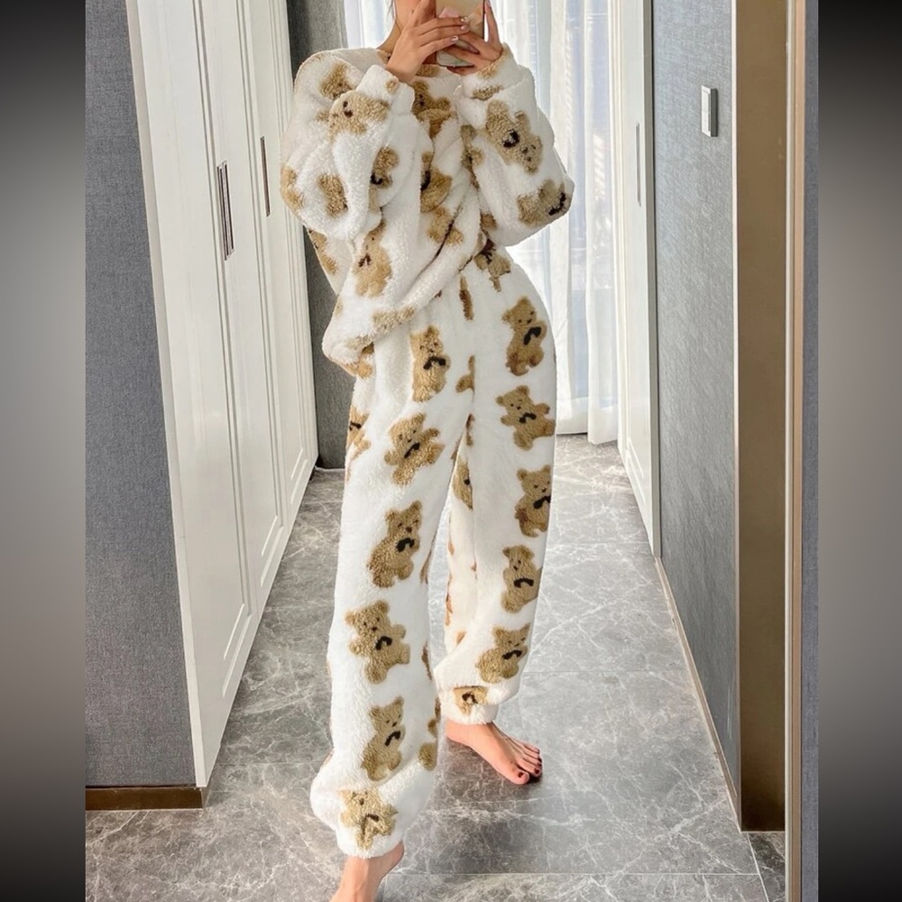 DAZY Teddybear Fuzzy Flannel PJ Set